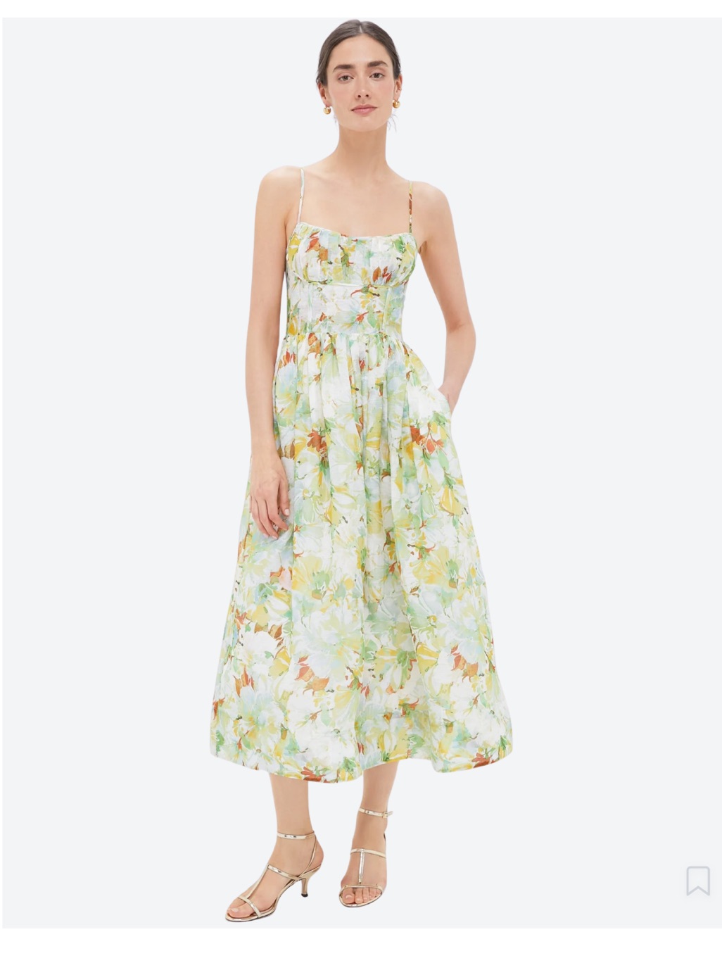 Cara Cara Pastel Green Floral Midi Dress